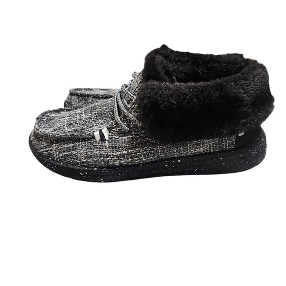 Hey Dude Britt Boho cookies & cream faux fur boot loafers fold youth 4 ladies 5 - Picture 5 of 7